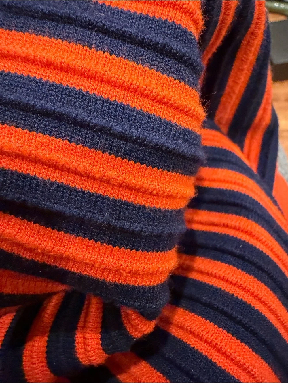 Milly Navy and Bright Orange Striped Midi Dress - Picture 3 of 6